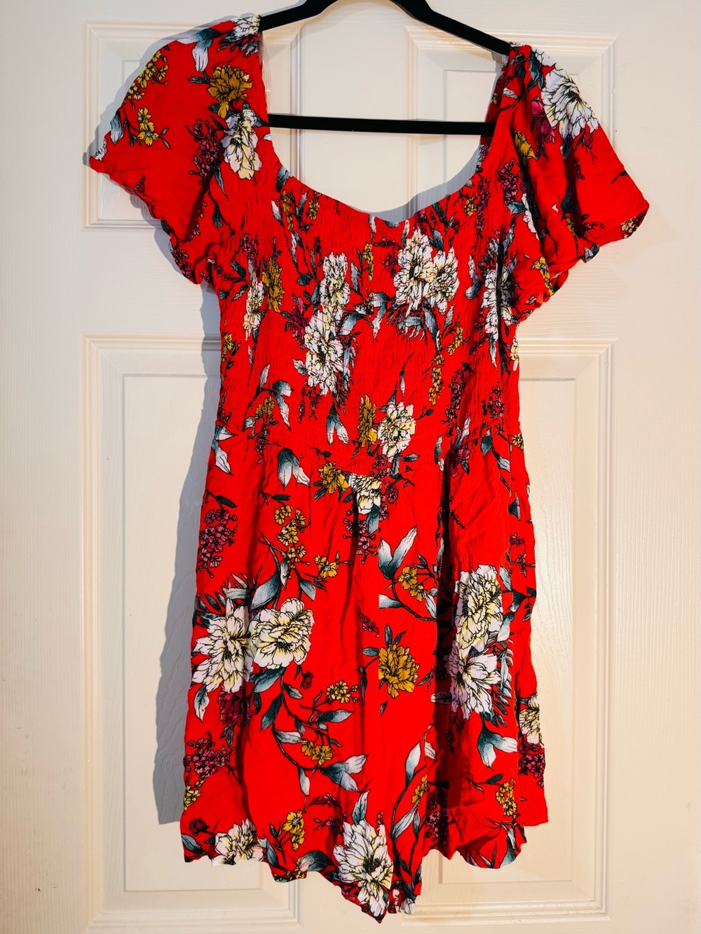 Lily Rose Red Floral Short Romper XXL